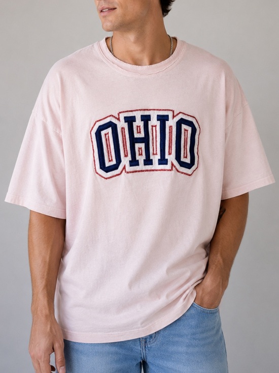 ASOS Other - ASOS Ohio Embroidered Oversized T-Shirt Pink Relaxed Short Sleeve Tee Men’s XL